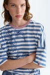 Print striped jersey oversize t-shirt
