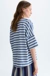 Print striped jersey oversize t-shirt