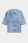 Print striped jersey oversize t-shirt