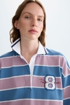Ocho Varsity striped piqué oversize polo shirt