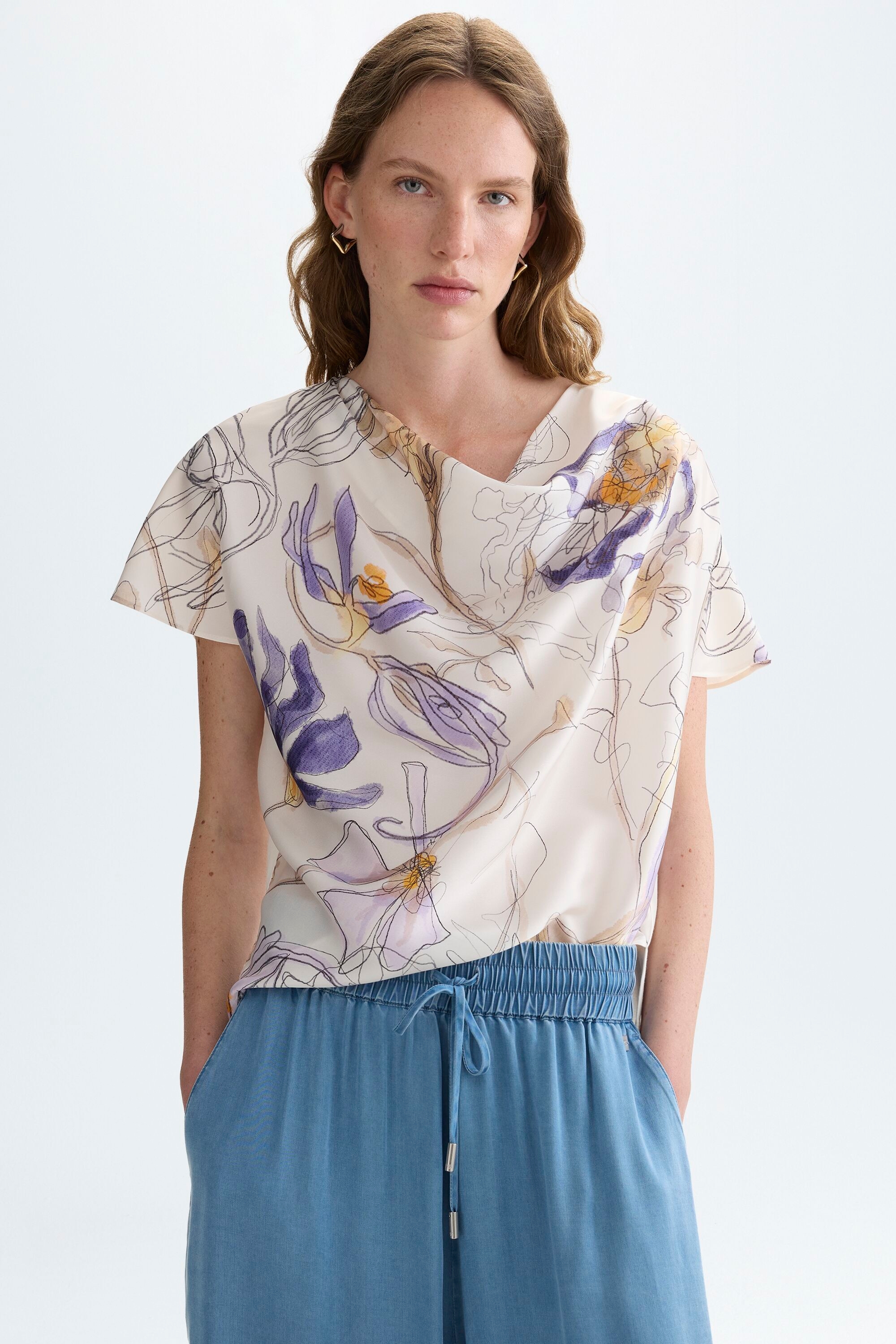 Print twill jersey straight-fit t-shirt