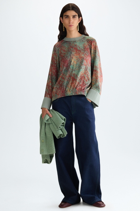 PRINT TWILL JERSEY OVERSIZE T-SHIRT