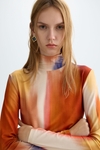 Print stretch knit fitted t-shirt