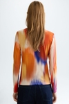 Print stretch knit fitted t-shirt