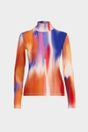 Print stretch knit fitted t-shirt
