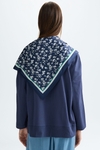 Fleece straight-fit sweatshirt with print scarf