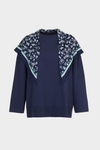 Fleece straight-fit sweatshirt with print scarf