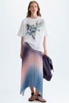 Print jersey tulle oversize double t-shirt