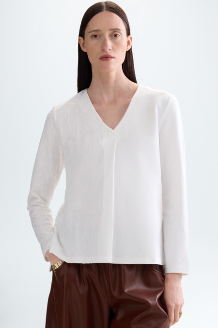 INTERLOCK ORIGAMI JACQUARD STRAIGHT-FIT T-SHIRT