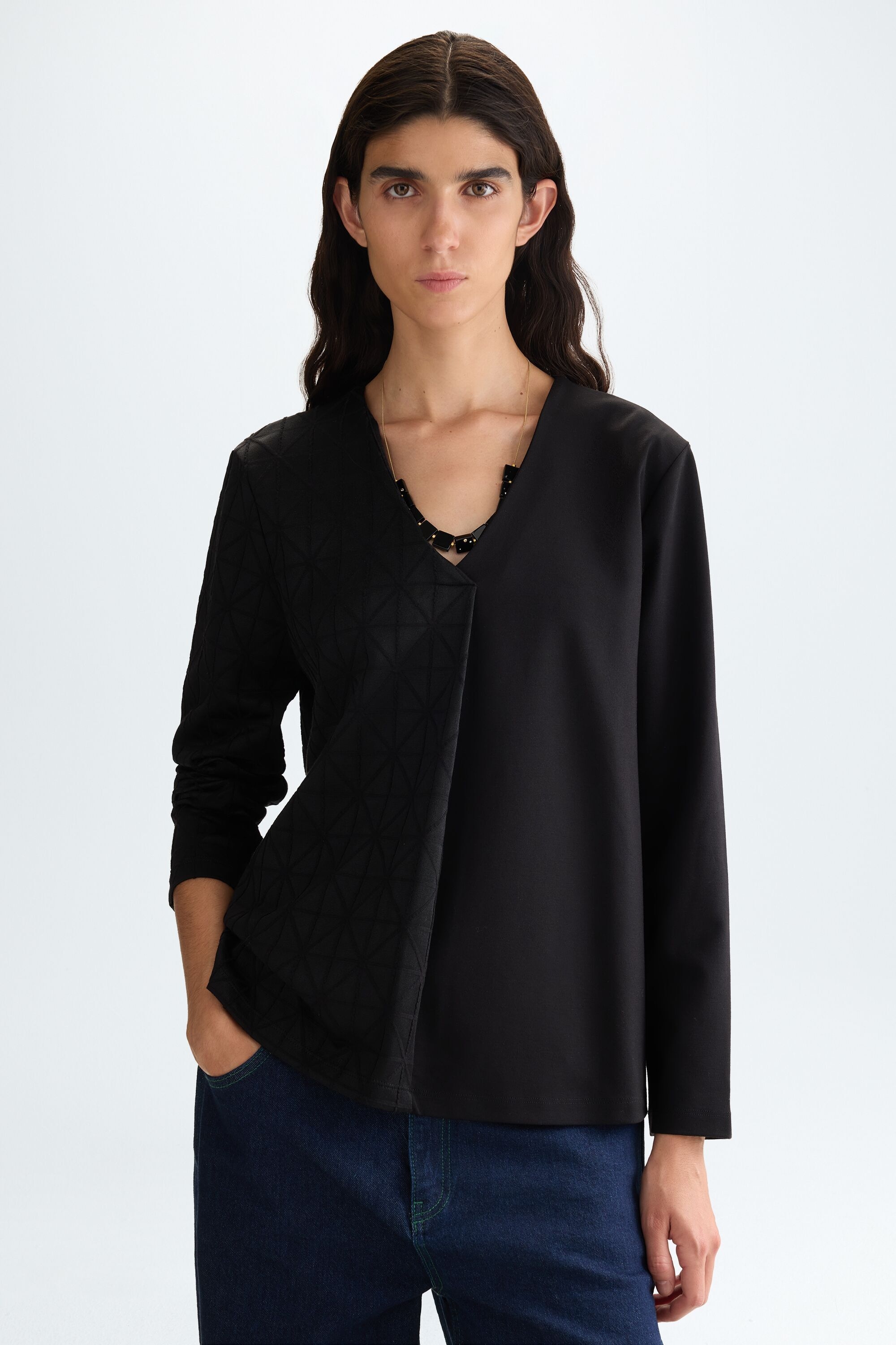 Interlock Origami jacquard straight-fit t-shirt