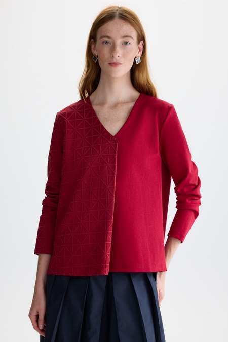 INTERLOCK ORIGAMI JACQUARD STRAIGHT-FIT T-SHIRT