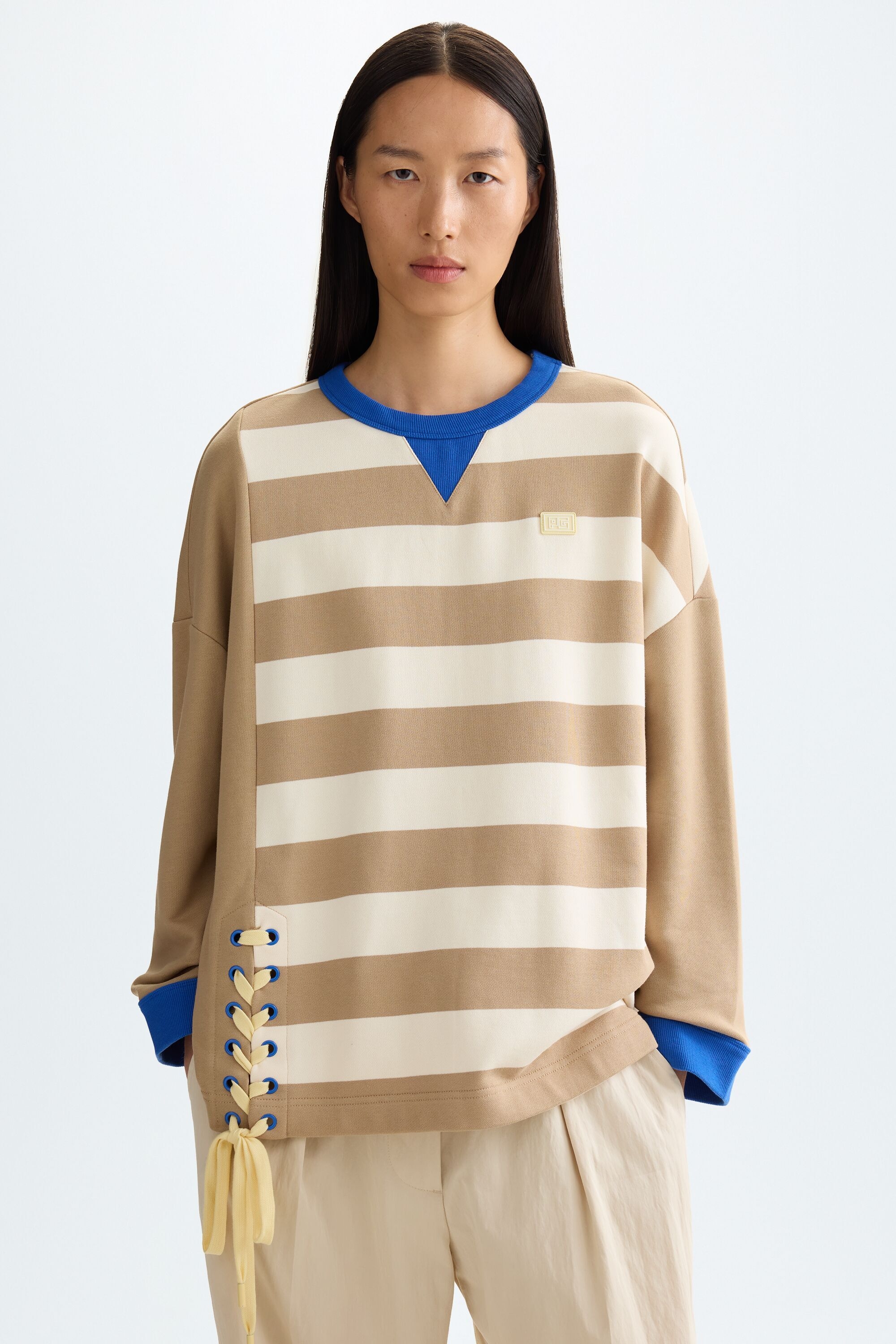 Striped fleece oversize sweatshirt