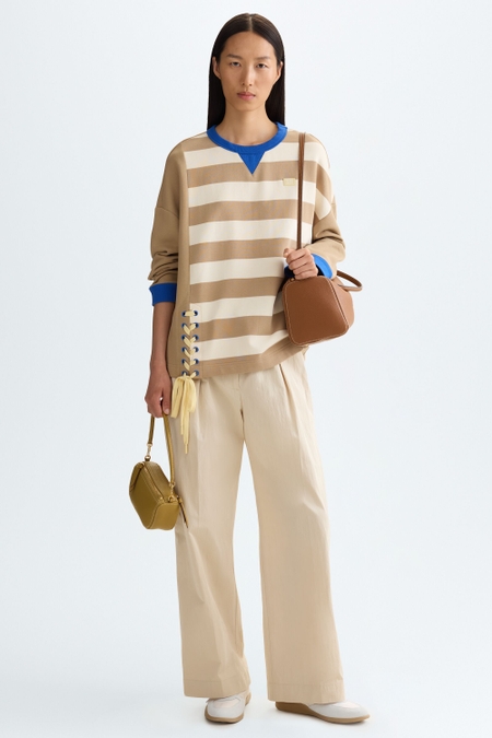 STRIPED FLEECE OVERSIZE SWEATSHIRT