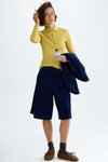 Ribbed knit fitted polo shirt