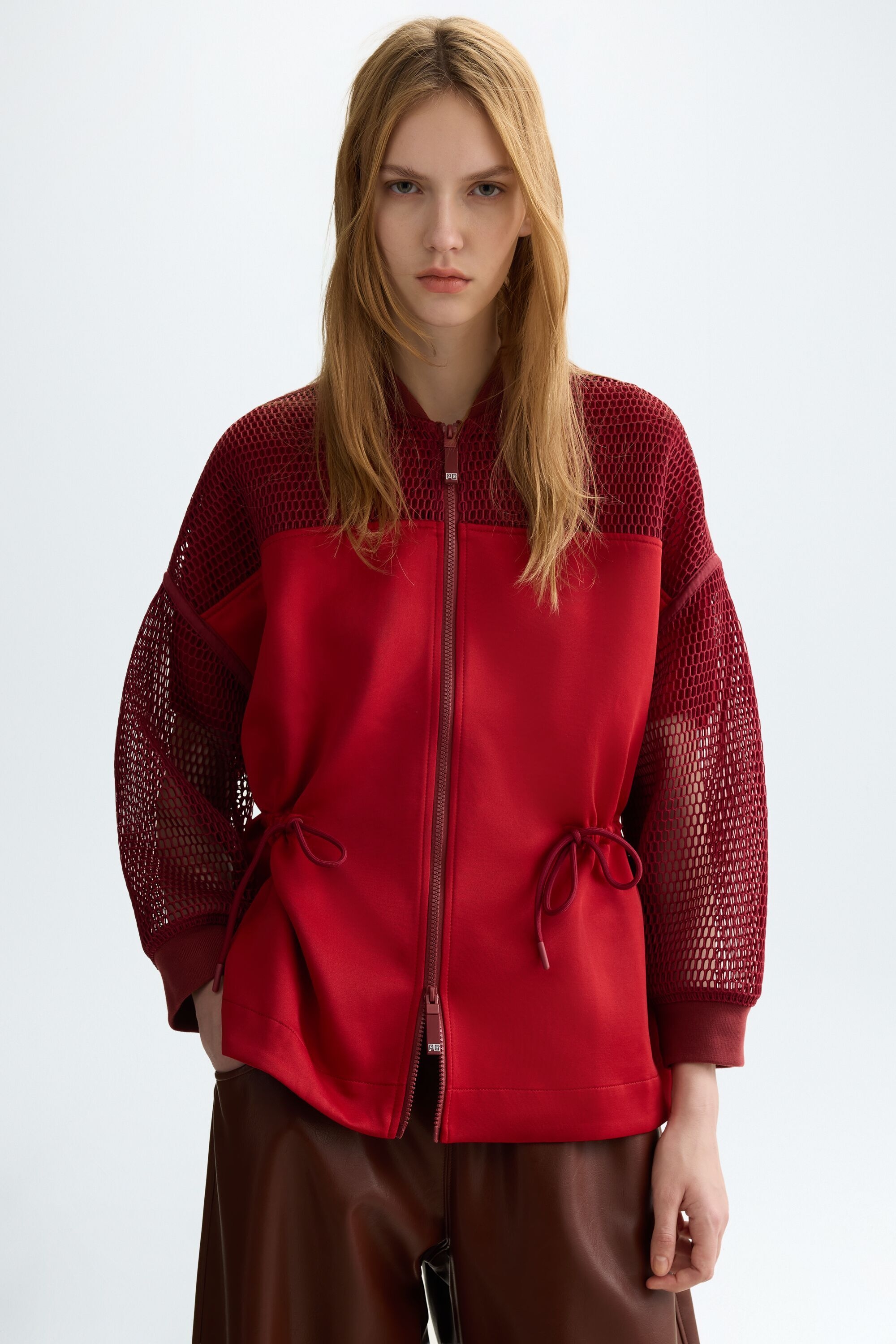 Neoprene mesh oversize sweatshirt