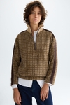 Hooded teddy jacquard oversize sweatshirt