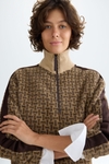 Hooded teddy jacquard oversize sweatshirt
