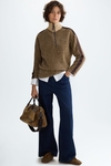 Hooded teddy jacquard oversize sweatshirt