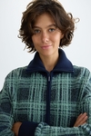 Chequered oversized teddy bomber jacket