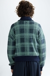 Chequered oversized teddy bomber jacket