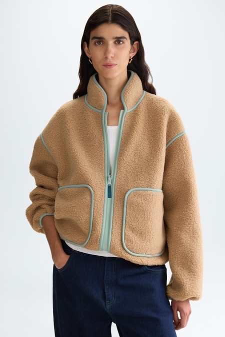 STRAIGHT-FIT REVERSIBLE SHEARLING AND NEOPRENE JACKET