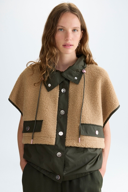SHEARLING NYLON OVERSIZE GILET