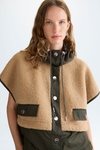 Shearling nylon oversize gilet