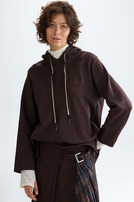 SUDADERA RECTA FELPA CAPUCHA