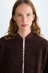 Straight-fit gingham teddy bomber jacket