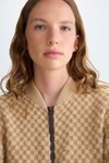 Straight-fit gingham teddy bomber jacket
