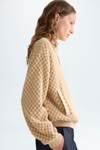 Straight-fit gingham teddy bomber jacket
