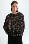 Sequinned mesh bambula straight-fit top