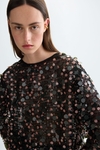 Sequinned mesh bambula straight-fit top