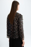 Sequinned mesh bambula straight-fit top
