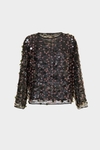 Sequinned mesh bambula straight-fit top