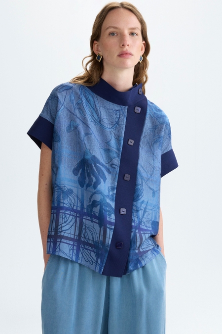 DENIM PRINT TWILL OVERSIZE TOP