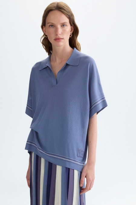 CREPÉ KNIT OVERSIZE POLO SHIRT