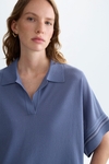 Crepé knit oversize polo shirt