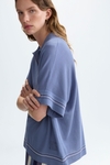 Crepé knit oversize polo shirt