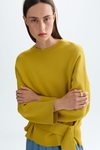 Stretch-knit oversize sweater with belt