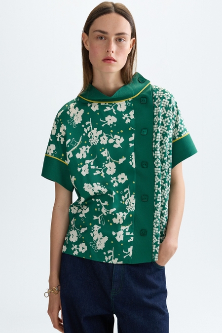 TOP OVERSIZE PUNTO STRETCH TWILL ESTAMPADO