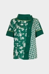 Stretch knit print twill oversize top