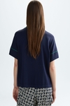 Stretch knit print twill oversize top