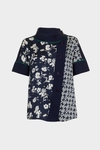 Stretch knit print twill oversize top