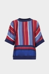 Knit striped print twill oversize sweater