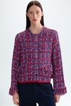 Weave knit straight-fit short jacket