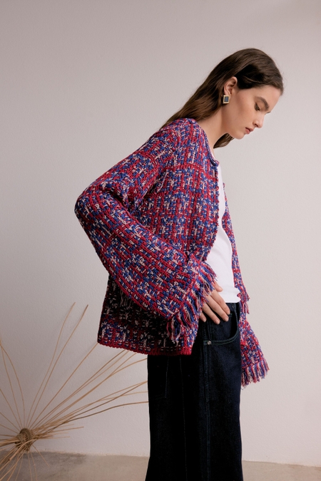 WEAVE KNIT STRAIGHT-FIT SHORT JACKET