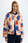 Print quilted twill straight-fit jacket