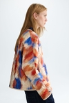 Print quilted twill straight-fit jacket
