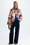 Print quilted twill straight-fit jacket